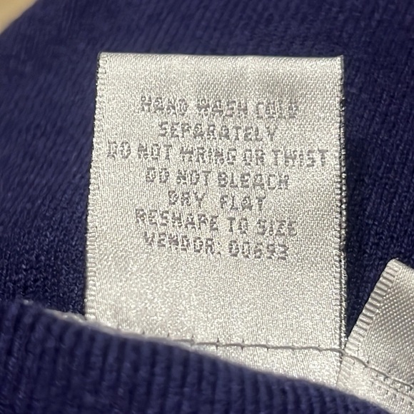 Spiegel NAVY Blue Knit WHITE RUFFLE HEM, VINTAGE PENCIL SKIRT SIZE M: - Picture 9 of 9